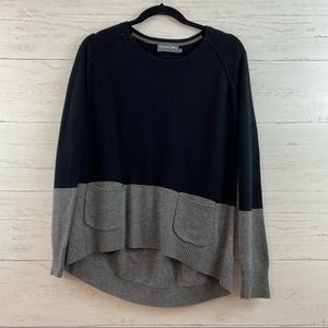 Michael Stars Dual Tone Black and Gray Pocket Sweater